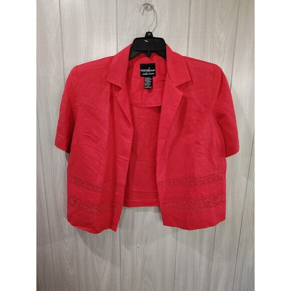 Positive Attitude 2 Piece Linen Maxi Dress Set Jacket Midi Embroidery sz 14 Pink - Picture 7 of 12